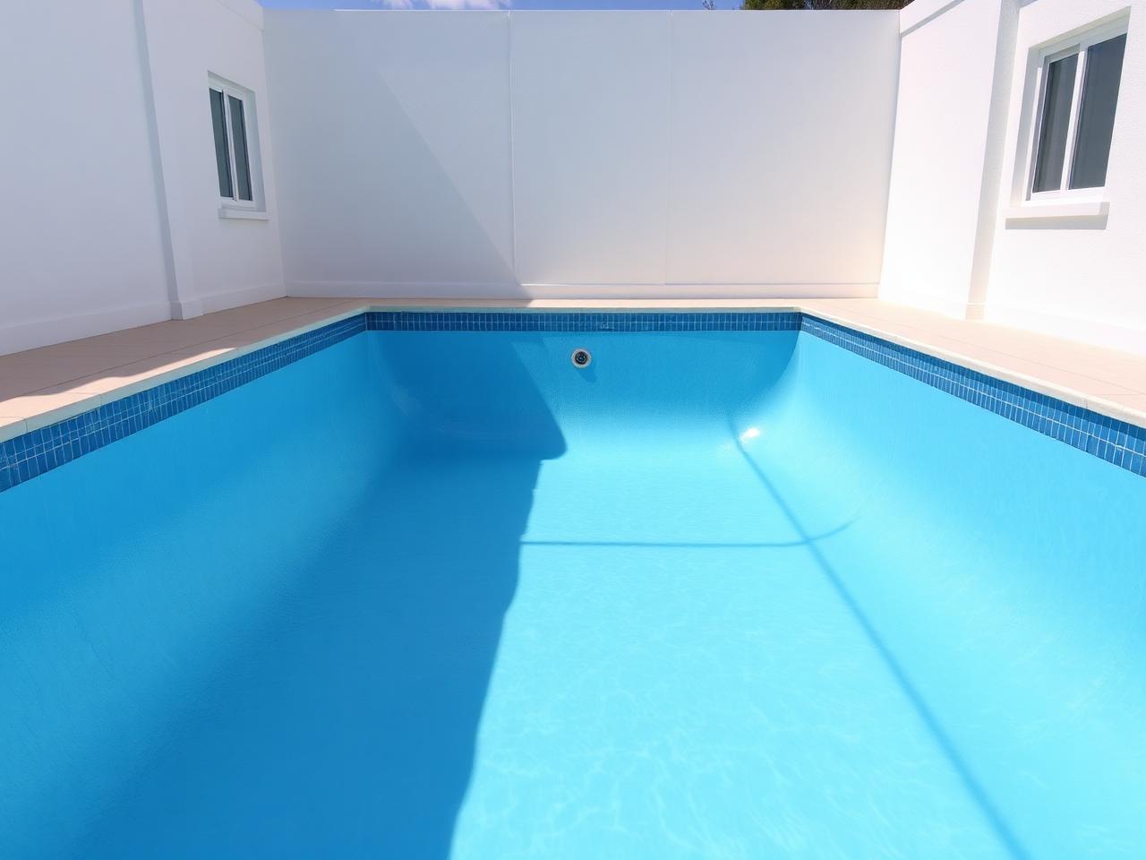 Freshly drained and chemical-washed pool